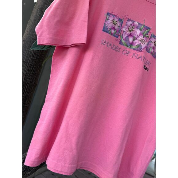 Vintage 90s Single Stitch Anvil “Shades of Nature” Maui Floral Tee Size L - Picture 5 of 6